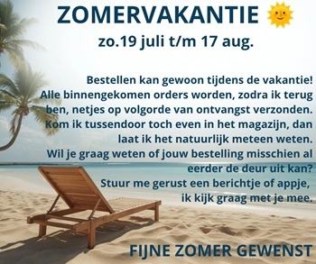 Zomervakantie van 19 juli t/m 17 aug.