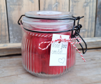 Giftset 14 badrozen in glazen pot.