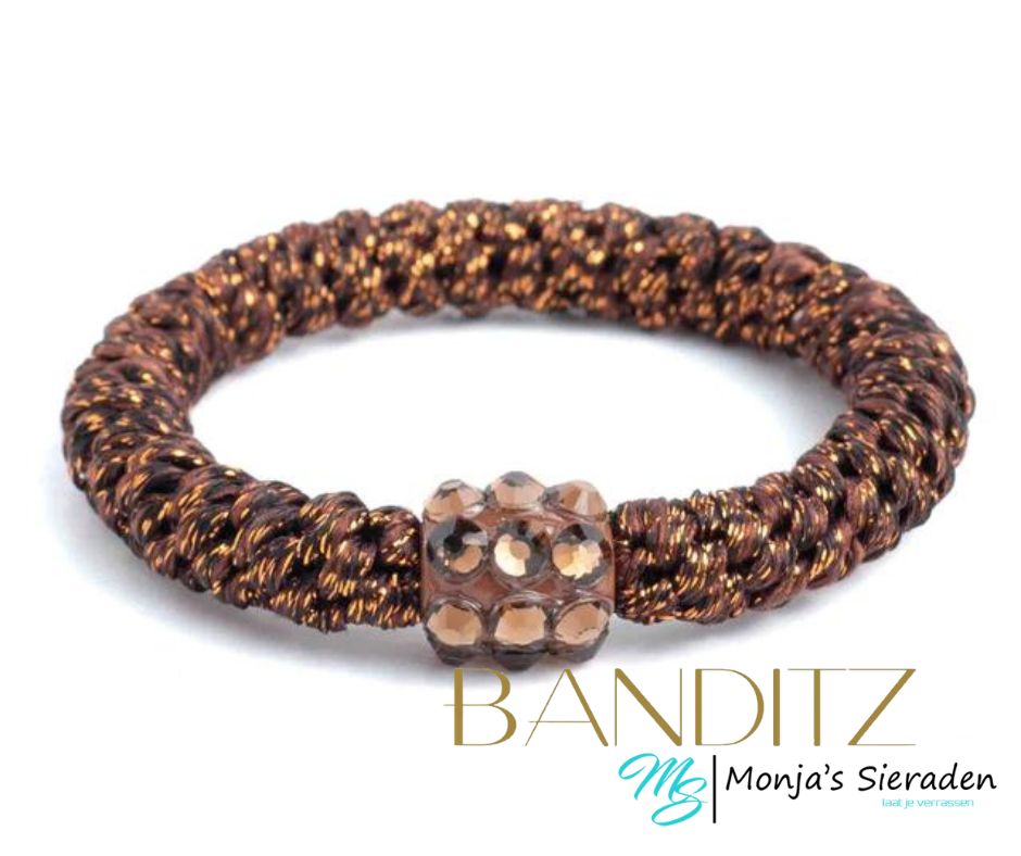 Banditz - Deep Bronze Glitter Strass, haarelastiekje