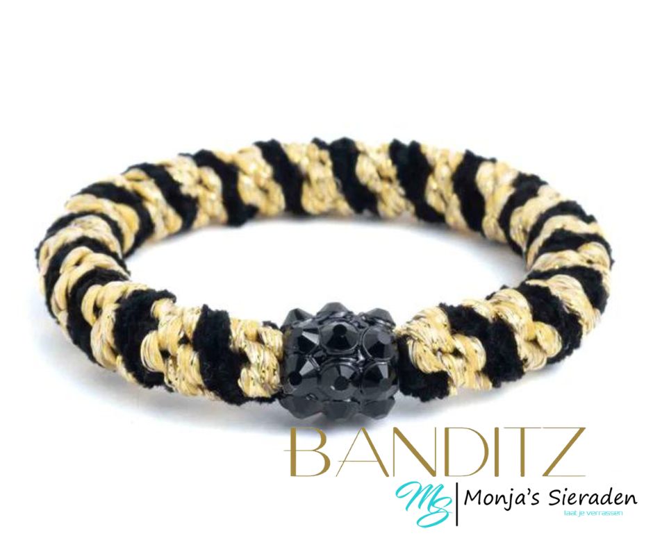 Banditz - Extreem Gold Black Velvet Strass, haarelastiekje