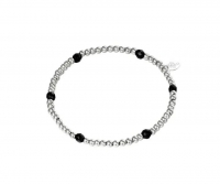 Armband Stainless Steel, zilver met zwart kraaltjes