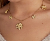 Ketting flowerlicious , Stainless Steel zilver