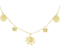 Ketting flowerlicious , Stainless Steel goud