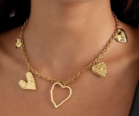 Hartvolle statement ketting, Stainless Steel Zilver