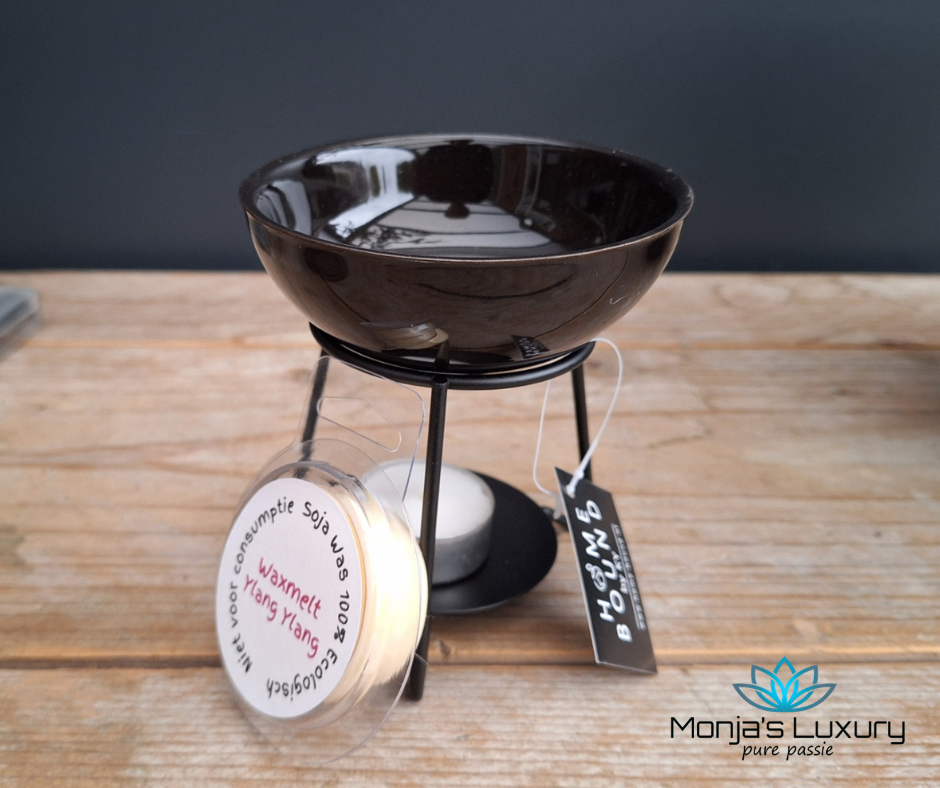 Geurbrander bowl zwart met waxmelt Ylang Geurbrander bowl zwart met waxmelt Ylang