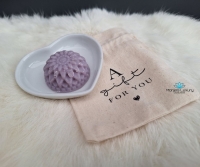 Glazen potje met twee gastenzeepjes van ZEEPZussen